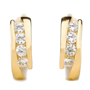 Gold Wave Channel Huggie Hoop Earrings