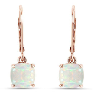 Classic Cushion-Cut Opal Drop Hoop Earrings