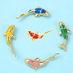 Japanese Enamel Koi Fish Stud Earrings