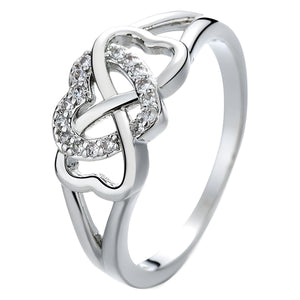 Infinity Mobius Heart Pavé CZ Promise Ring