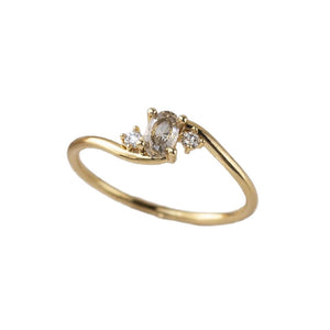 Dainty Oval CZ Gold Stacking Bypass Ring