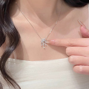CZ Firework Sparkle Drop Pendant Necklace