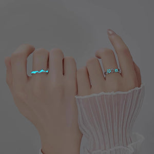 Luminous Flower Wave Couple Matching Ring