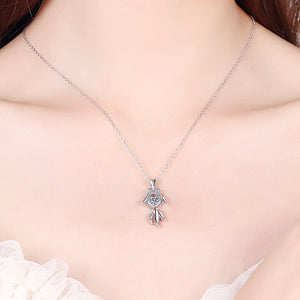 Dancing Moissanite Goldfish Pendant Necklace