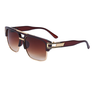 Retro Gold Black Square Frame Sunglasses