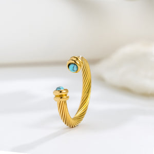 Vintage Cable Wire Crystal Open Cuff Ring