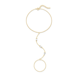 Minimalist Marquise CZ Hand Chain Bracelet