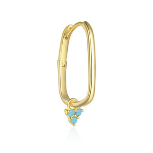 Rectangular Turquoise Charm Hoop Earrings