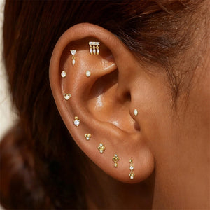 Romantic Crystal Heart Flat Back Stud Earrings