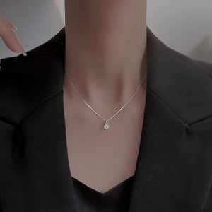 Hollow Teardrop Cage CZ Pendant Necklace