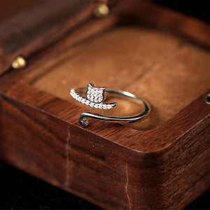 Dianty Silver Cat Tail Adjustable Ring
