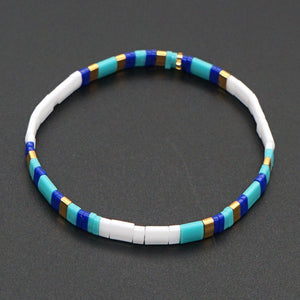 Boho Turquoise Coral Tile Bead Bracelet