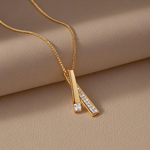 Geometric Layered Double Bar Charm Necklace