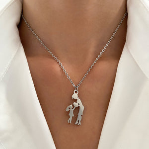 Mom Child Love Heart Pendant Necklace