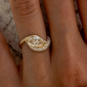 Asymmetric Marquise Bypass Cocktail Ring