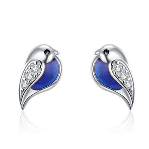 Whimsical Bluebird Enamel Stud Earrings