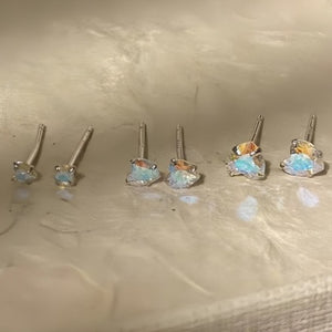 Iridescent AB Crystal CZ Heart Stud Earring