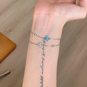 Turquoise Four Leaf Clover Stacking Bracelet