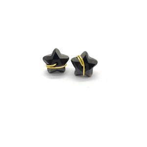 Natural Crystal Stone Star Wire Stud Earrings