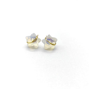 Natural Crystal Stone Star Wire Stud Earrings