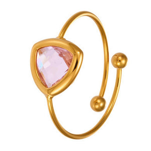 Rainbow Trillion Cut Crystal Bypass Open Ring