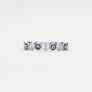 Evil Eye Nazar Heart Eternity Stacking Ring