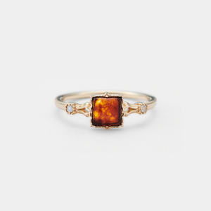 Vintage Square Amber Statement Cocktail Ring - Perimade & Co.