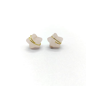 Natural Crystal Stone Star Wire Stud Earrings