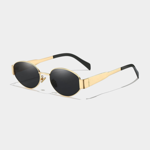 Retro Gold Black Round Oval Sunglasses