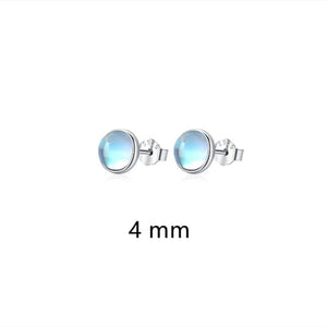 Tiny Small Round Moonstone Stud Earrings