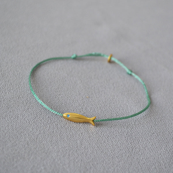 Gold Fish Braided Rope Bracelet