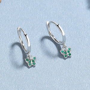 Color Butterfly Drop Hoop Earrings