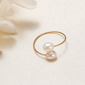 Pink Purple White Pearl Stacking Bypass Ring