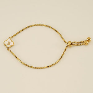 Initial Letter Four Leaf Clover Bracelet