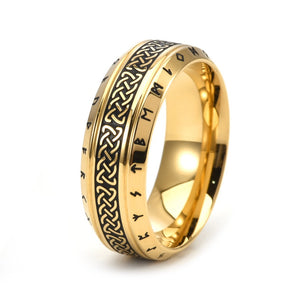 Celtic Knot Runic Alphabets Band Ring