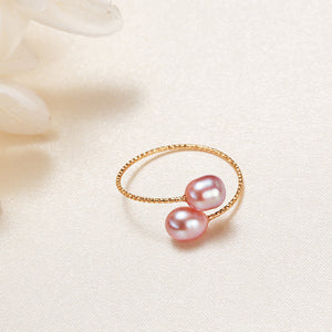 Pink Purple White Pearl Stacking Bypass Ring