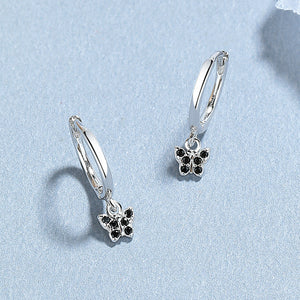 Color Butterfly Drop Hoop Earrings