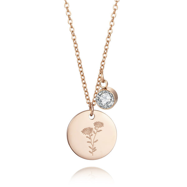 Flower Birthstone Pendant Necklace