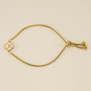 Initial Letter Four Leaf Clover Bracelet