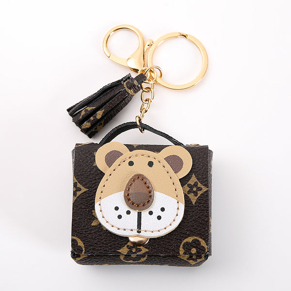 Lion Leather Coin Purse Keychain
