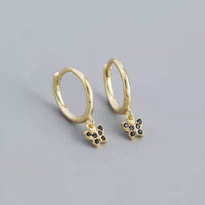 Color Butterfly Drop Hoop Earrings