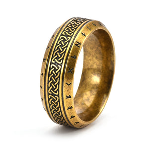 Celtic Knot Runic Alphabets Band Ring