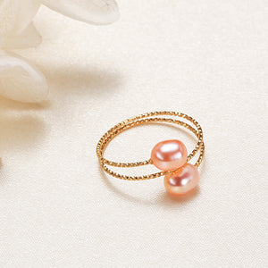 Pink Purple White Pearl Stacking Bypass Ring
