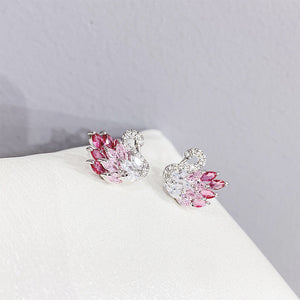 Color Gemstone Swan Bird Statement Earrings