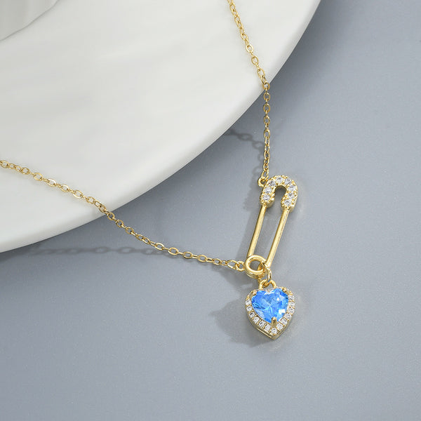 Colored Heart Pin Necklace