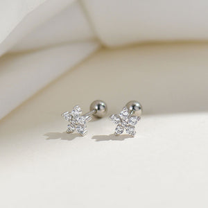 Color Gemstone Flower Ball End Earrings