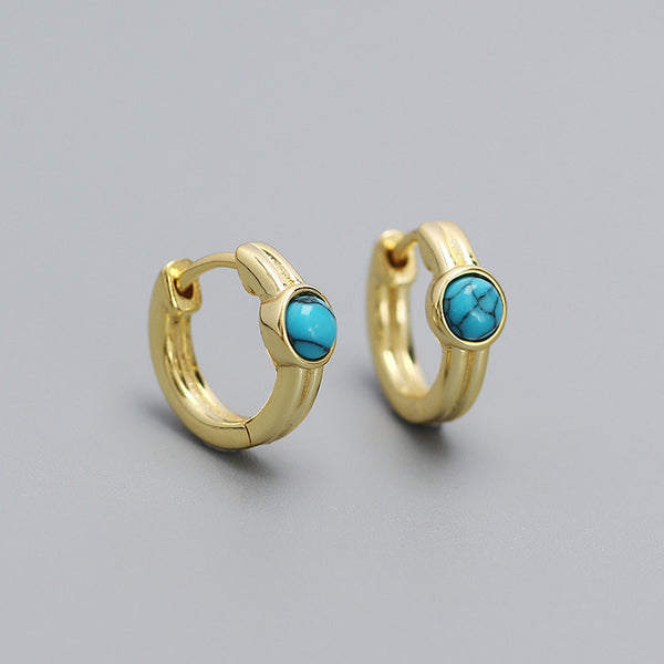 Turquoise Agate Hoop Earrings