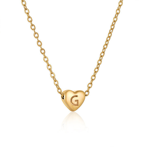 Gold Initial Letter Heart Necklace