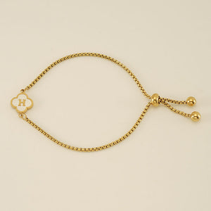 Initial Letter Four Leaf Clover Bracelet