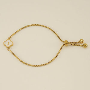 Initial Letter Four Leaf Clover Bracelet
